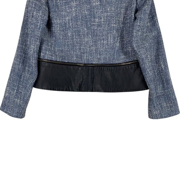 Judith & Charles Cropped tweed Blazer removable  leather  hem Women's Size 2 - Picture 8 of 13